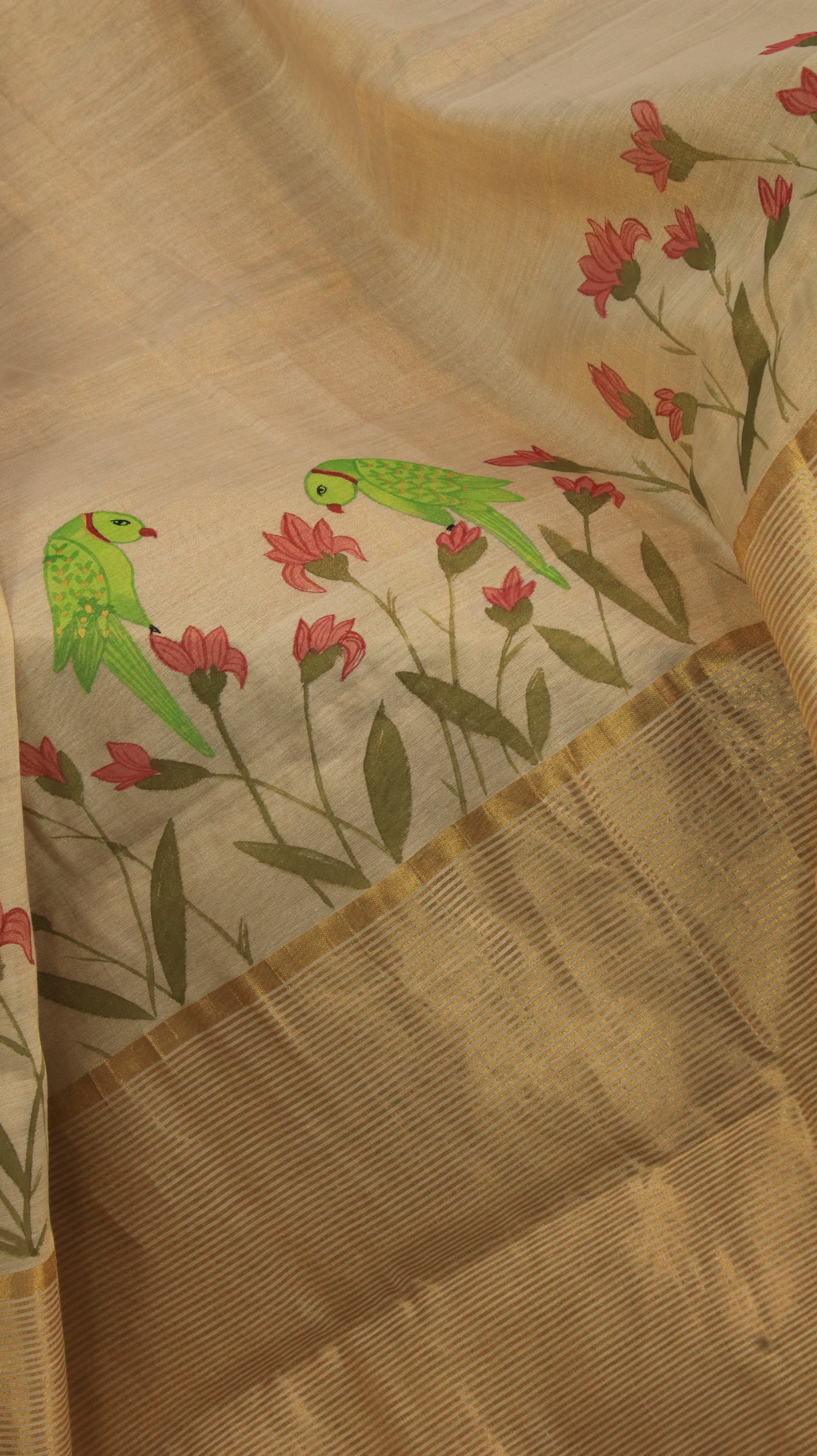 Parrot & Petals | Chanderi