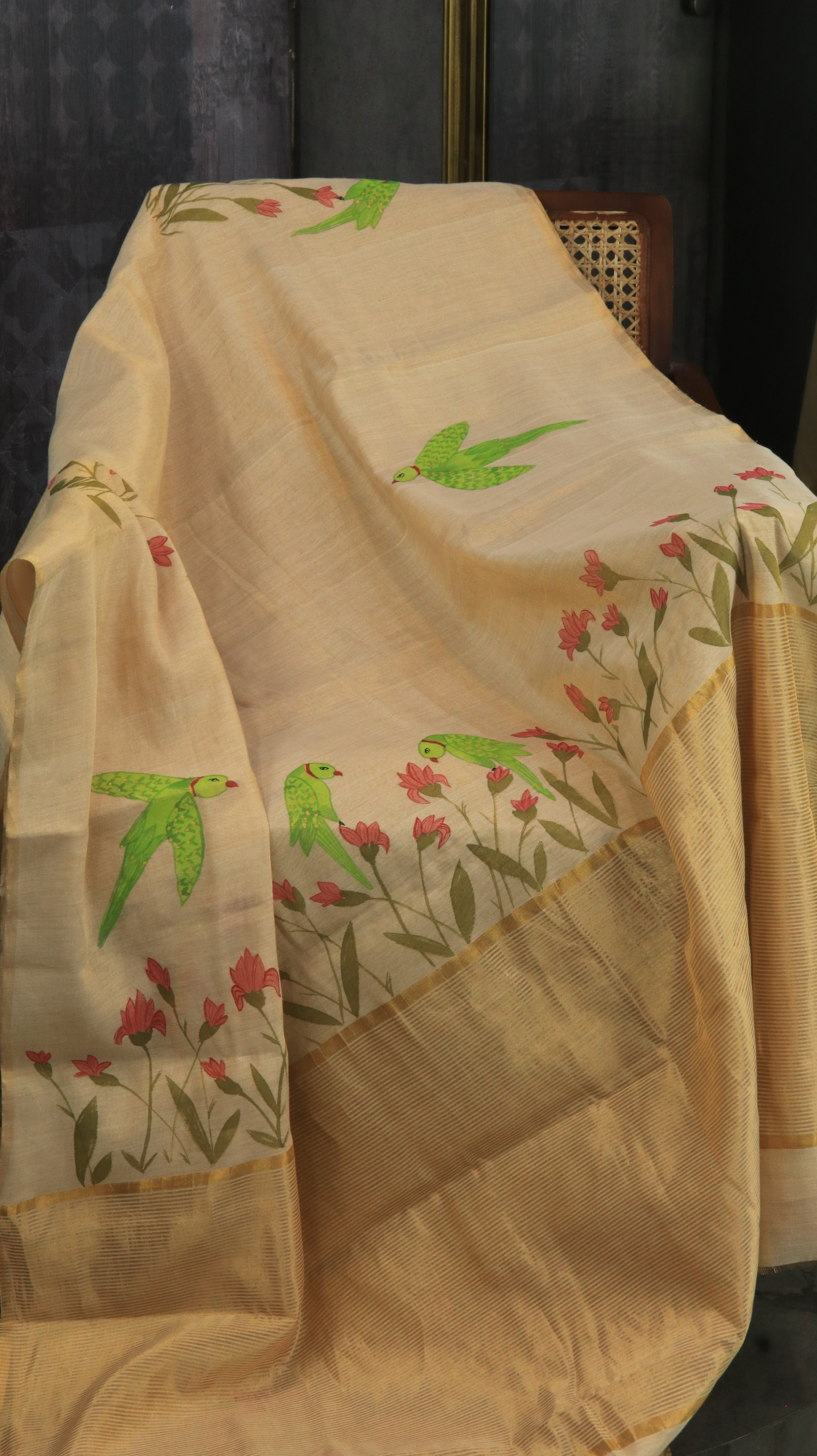 Parrot & Petals | Chanderi