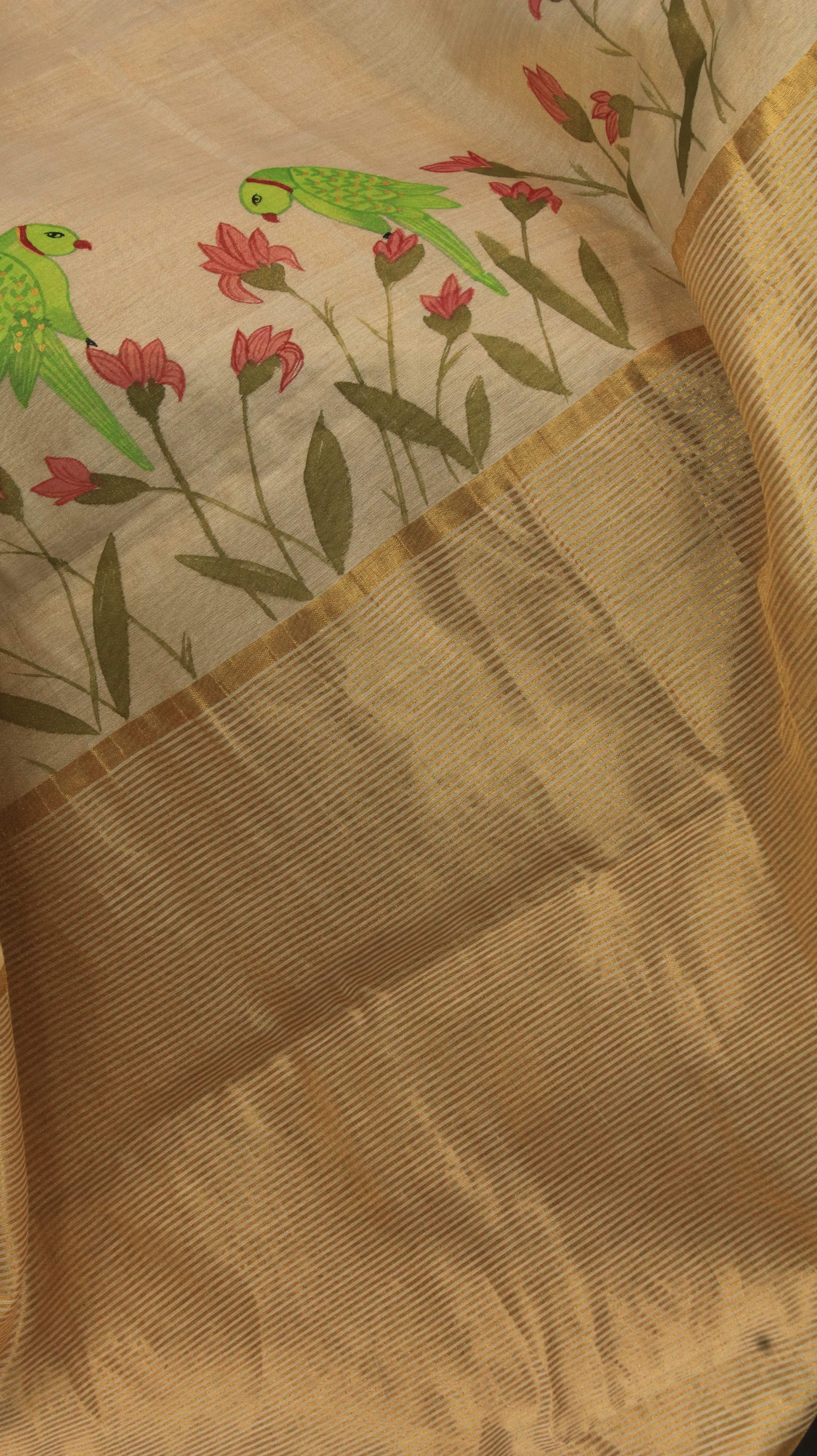 Parrot & Petals | Chanderi